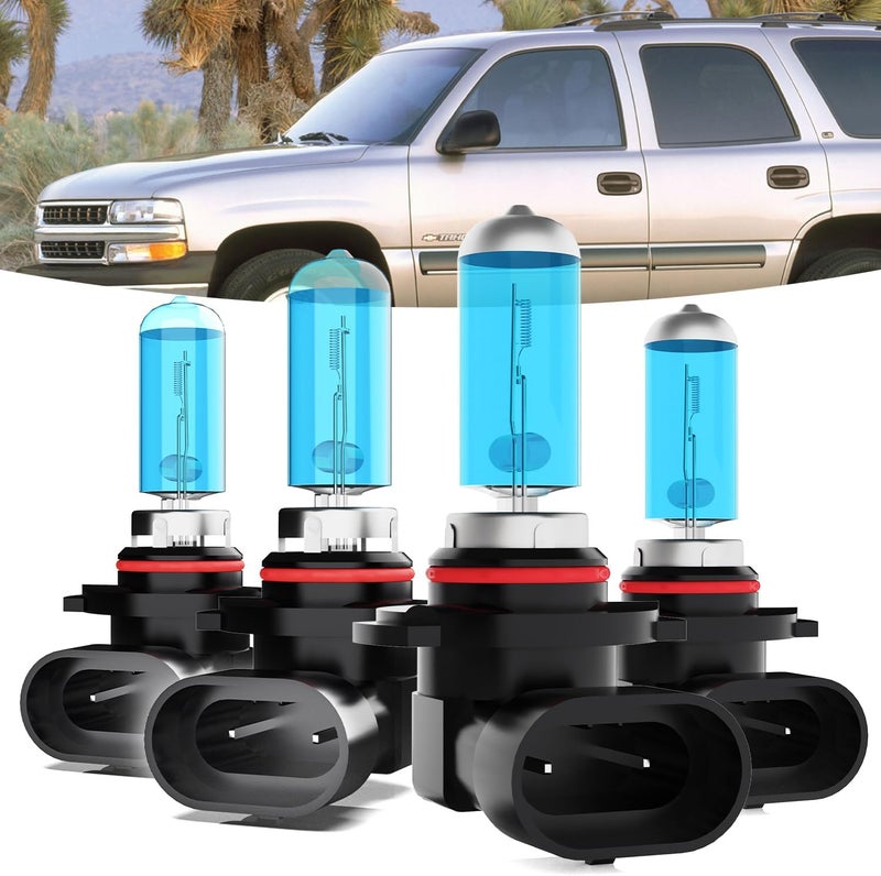 TTDBDAN Halogen Headlights Fit for Chevrolet Chevy Tahoe 1995-2000 2001 2002 2003 2004 2005 2006 Headlight Bulbs,9005/HB3/H10 High Beam+ 9006/HB4 Low Beam Front Lights,Plug And Play,Pack of 4 - Image 1